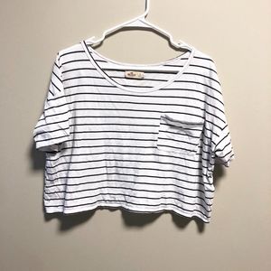 Black and White Striped Hollister Top Women large